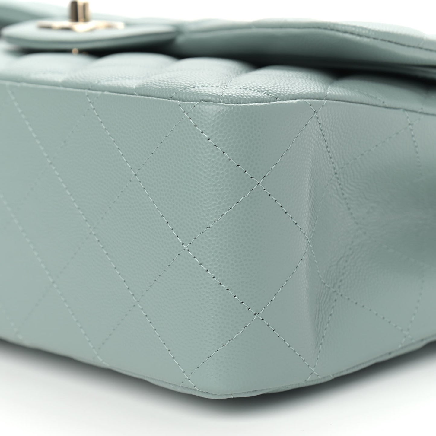 Caviar Quilted Jumbo Double Flap Dark Green