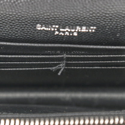 Saint Laurent Grain De Poudre Matelasse Chevron Monogram Envelope Chain Wallet Black 9 of 9