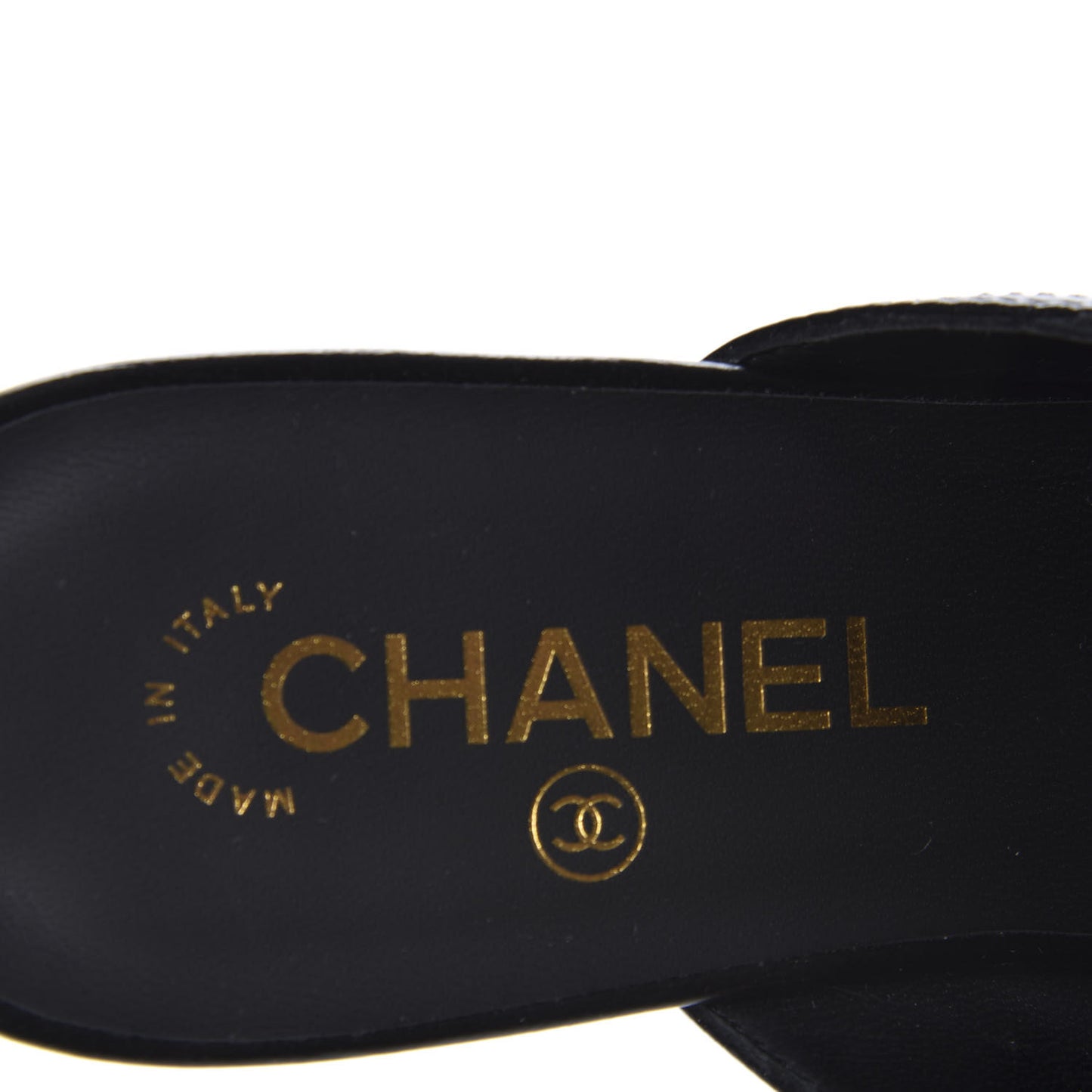 Glazed Deerskin Grosgrain Quilted Chain Mules 37 Black