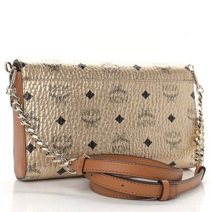 MCM Metallic Visetos Medium Millie Crossbody Bag Berlin Gold 2 of 10