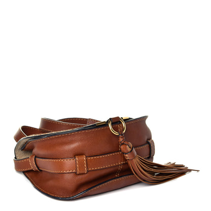 Chloe Calfskin Braided Mini Marcie Round Crossbody Bag Caramel 4 of 8