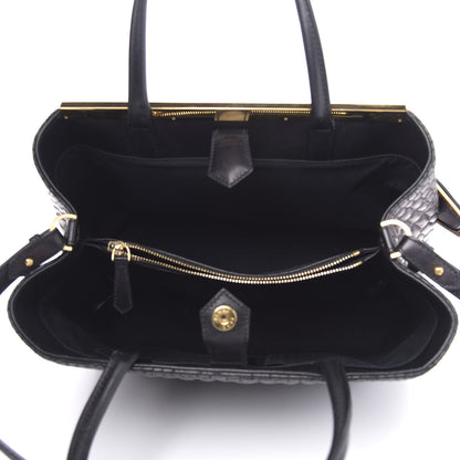 Fendi Nappa Crocodile Trapuntata Medium 2Jours Tote Black 6 of 16
