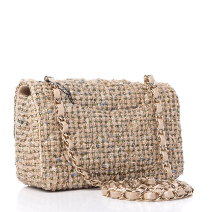 Chanel Tweed Quilted Mini Rectangular Flap Beige 3 of 11