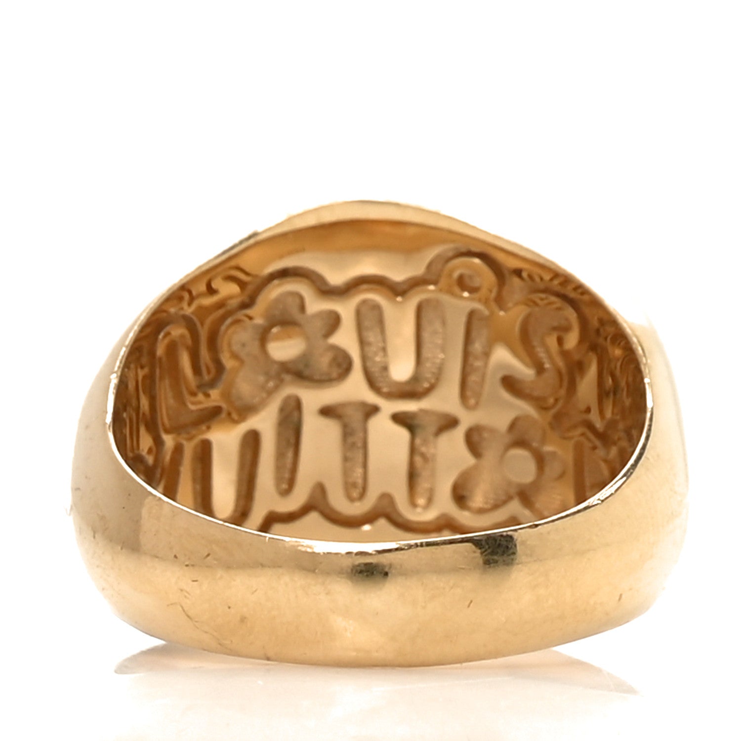 Louis Vuitton Metal Crystal LV Flower Waves Ring M Gold Blue