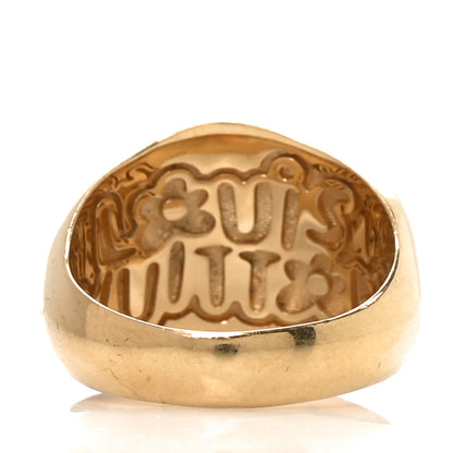 Louis Vuitton Metal Crystal LV Flower Waves Ring M Gold Blue 3 of 5