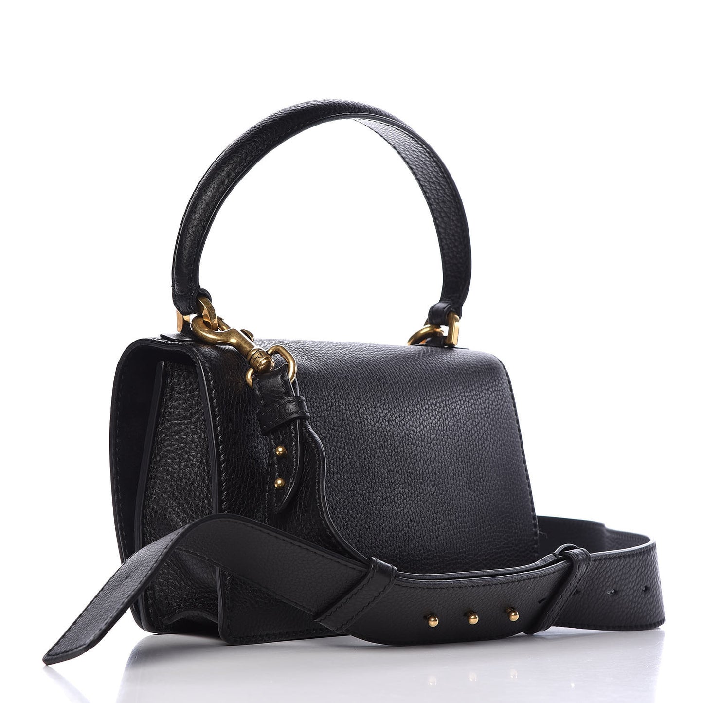 Grained Calfskin Dio(r)evolution Top Handle Flap Bag Black
