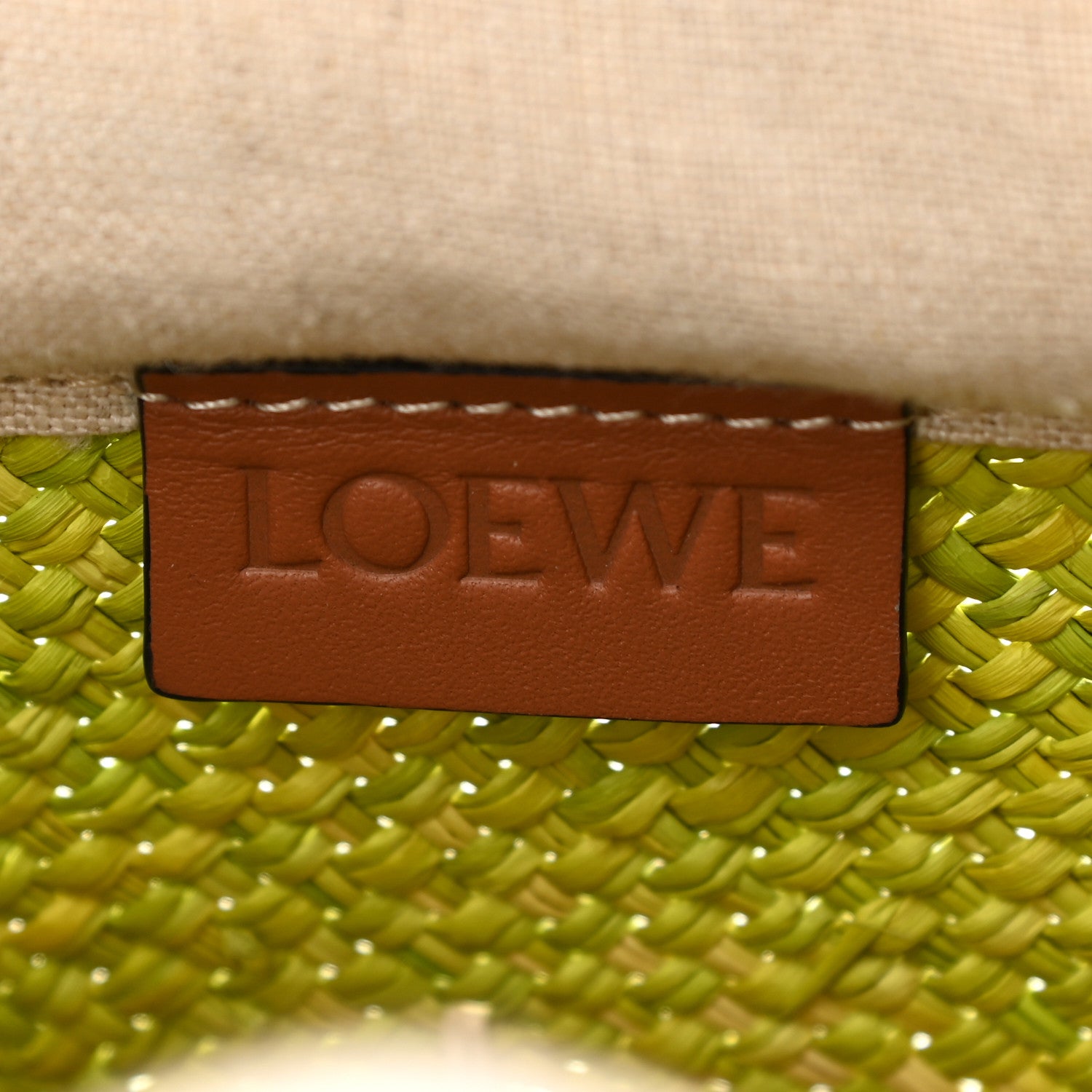 Loewe Calfskin Raffia Anagram Basket Tote Bag Kiwi 6 of 10