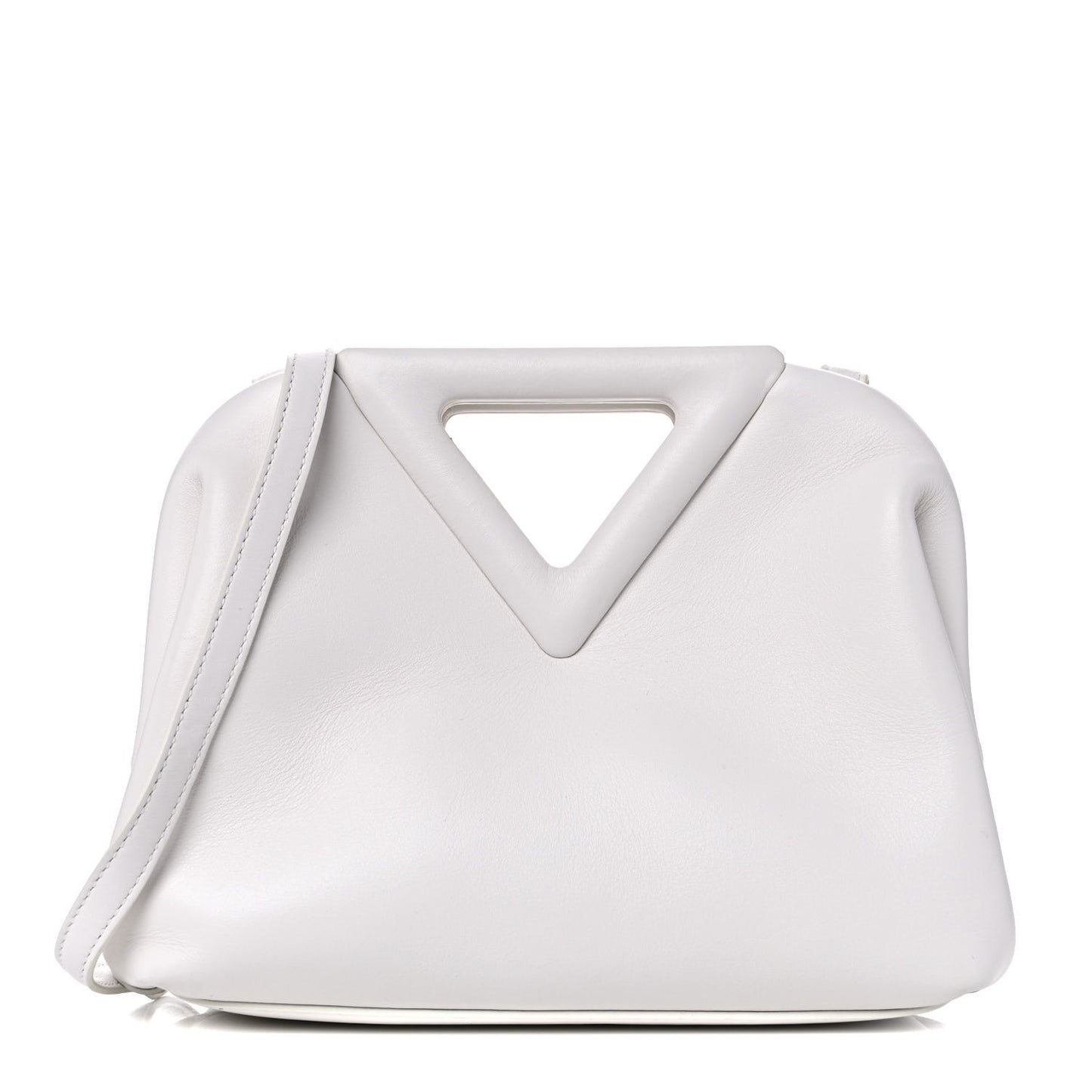 Calfskin Small The Point Triangle Bag Chalk
