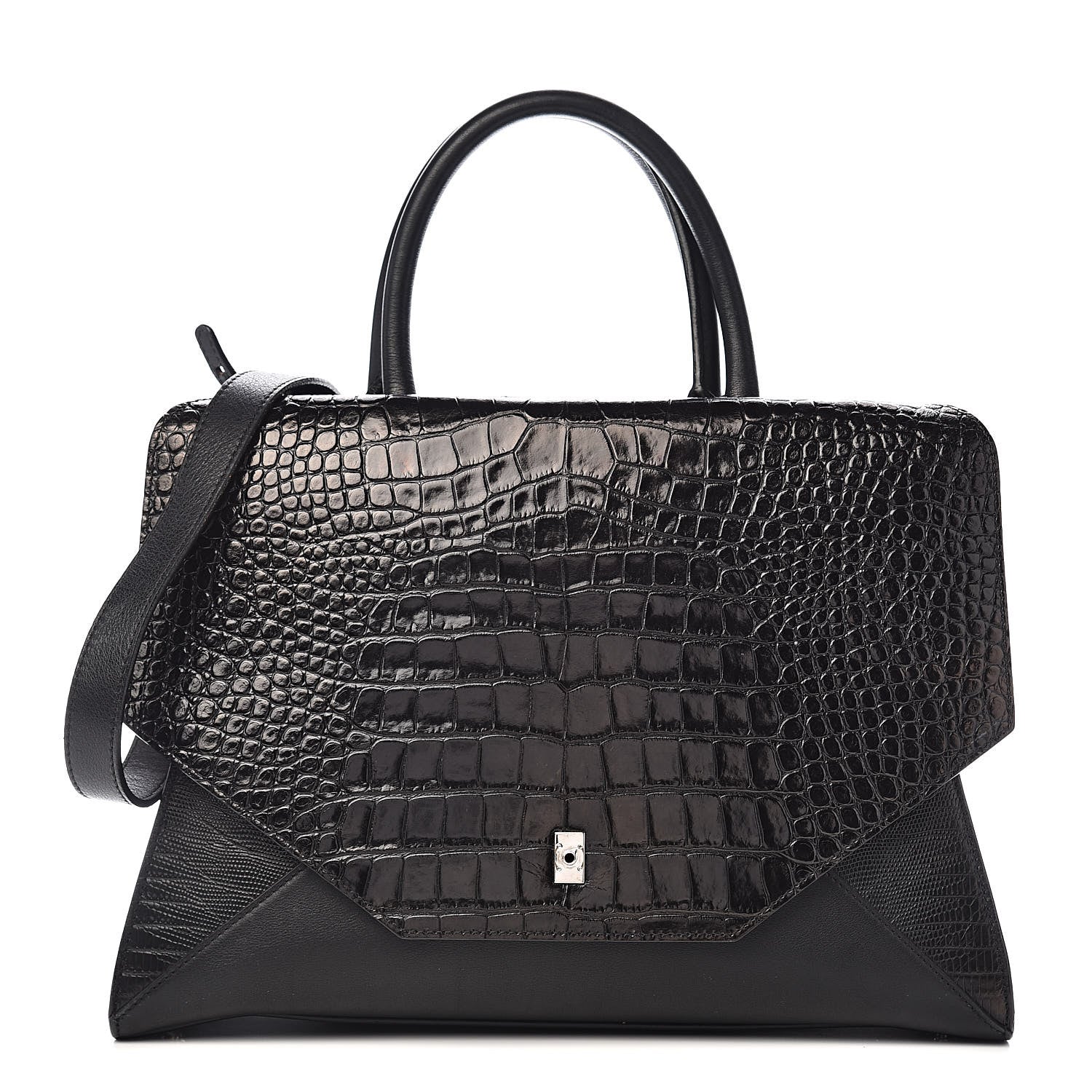 Givenchy Calfskin Crocodile Embossed Small Obsedia Satchel Black 1 of 14