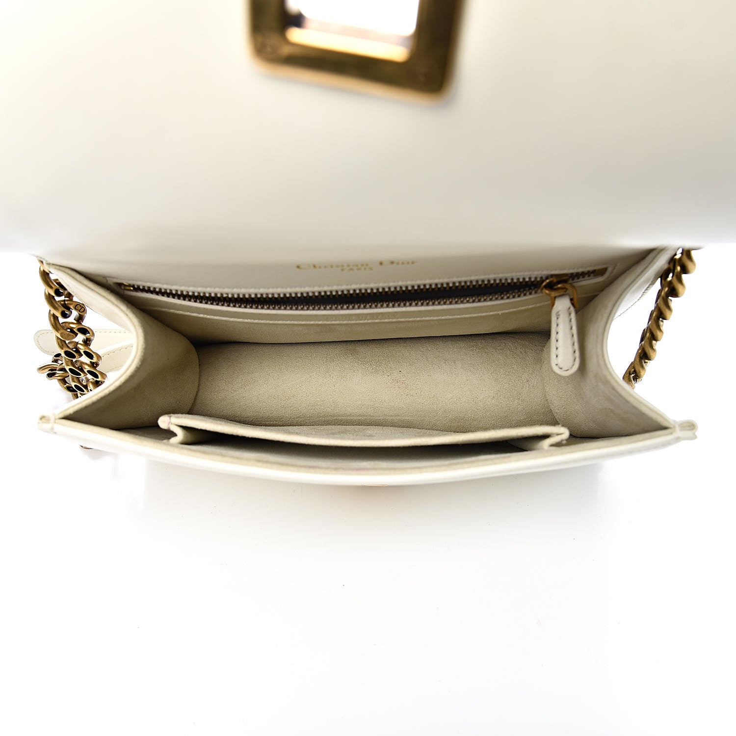 Christian Dior Lambskin Studded Small Diorama Flap Bag Off White 5 of 11