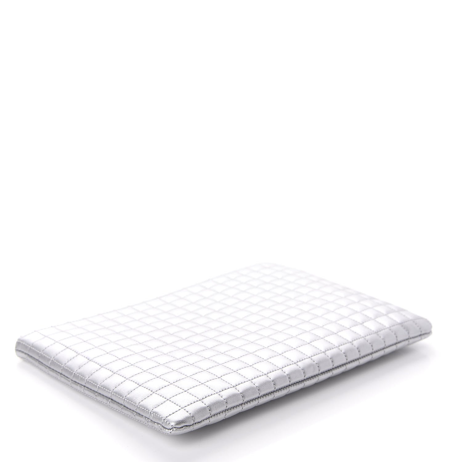 Celine Lambskin Quilted Zip Pouch Grey 4 of 8