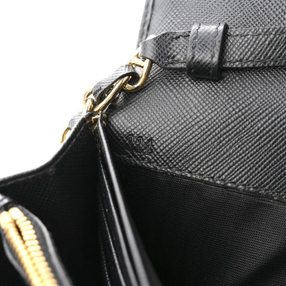Prada Saffiano Metal Oro Chain Wallet Black 7 of 11