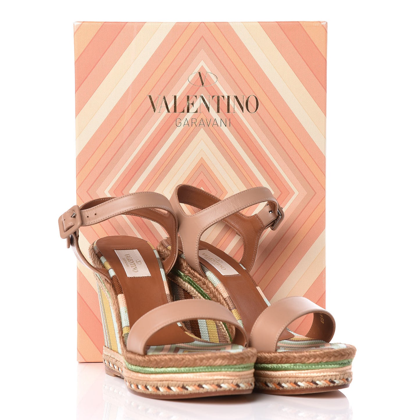 Canvas Calfskin Native Couture 1975 Espadrille Wedge Sandals 38 Alpaca Multicolor