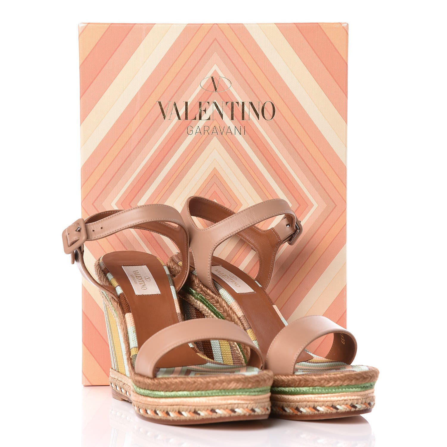 Valentino Garavani Canvas Calfskin Native Couture 1975 Espadrille Wedge Sandals 38 Alpaca Multicolor 11 of 11
