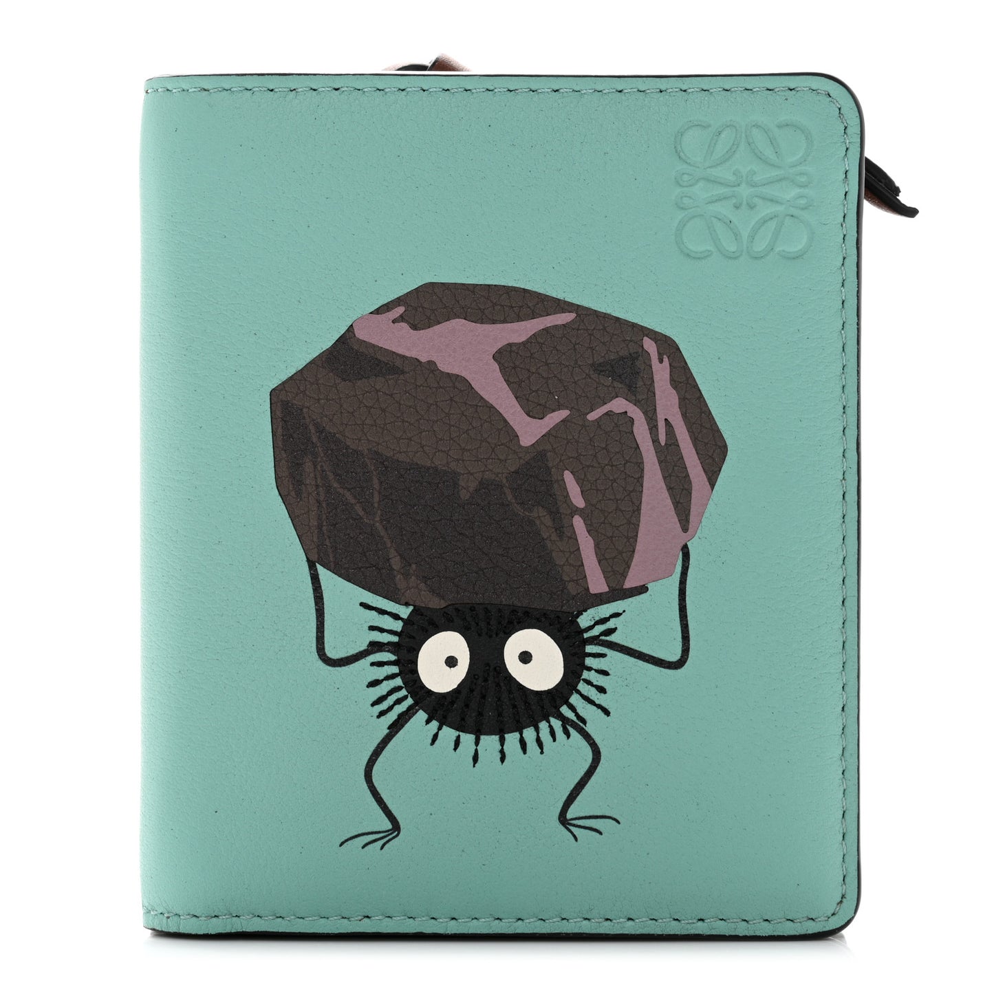 X SPIRITED AWAY Calfskin Susuwatari Compact Zip Wallet Fresh Mint