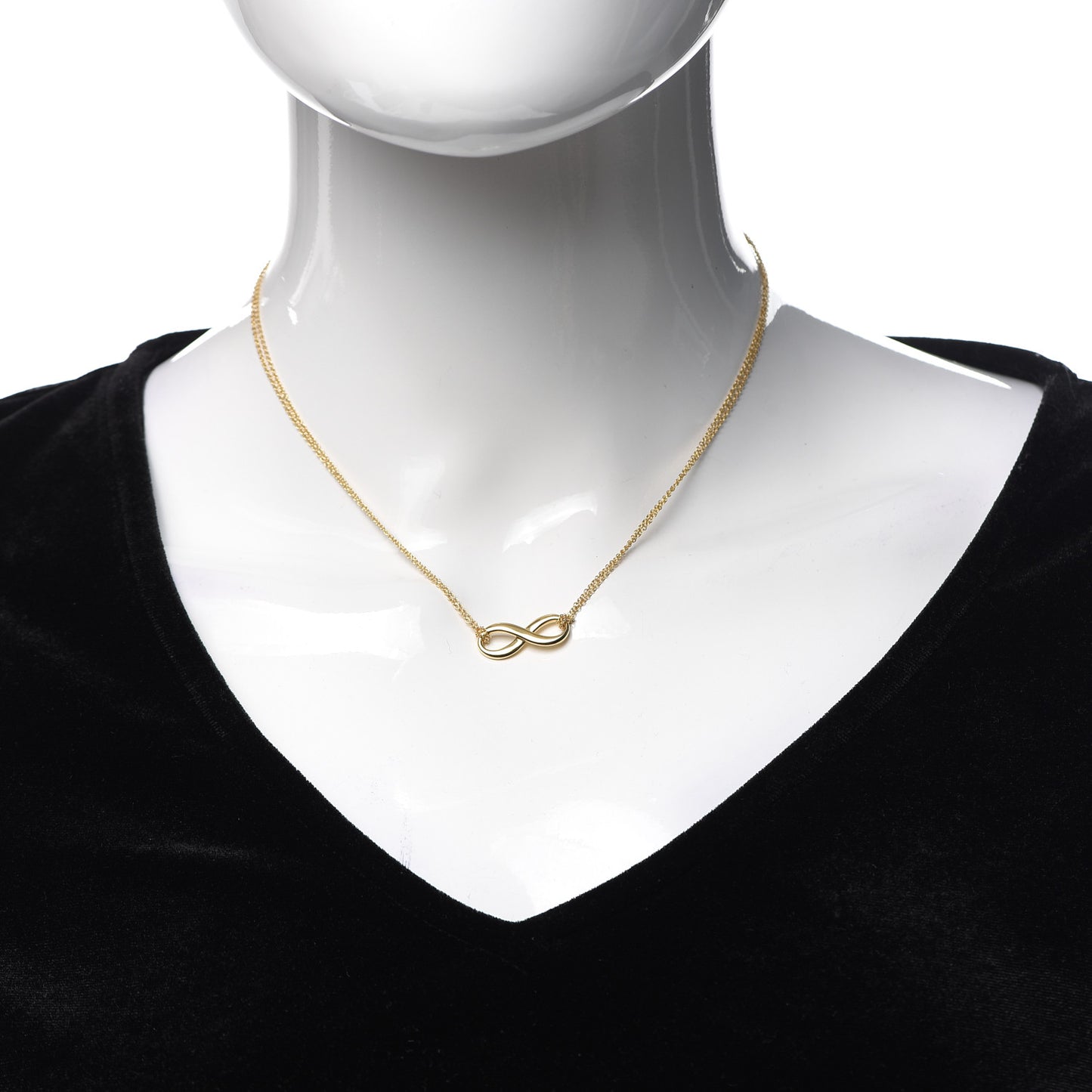 18K Yellow Gold Infinity Double Chain Pendant Necklace