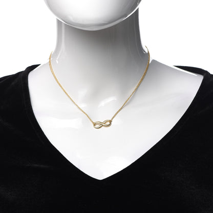 Tiffany 18K Yellow Gold Infinity Double Chain Pendant Necklace 2 of 6