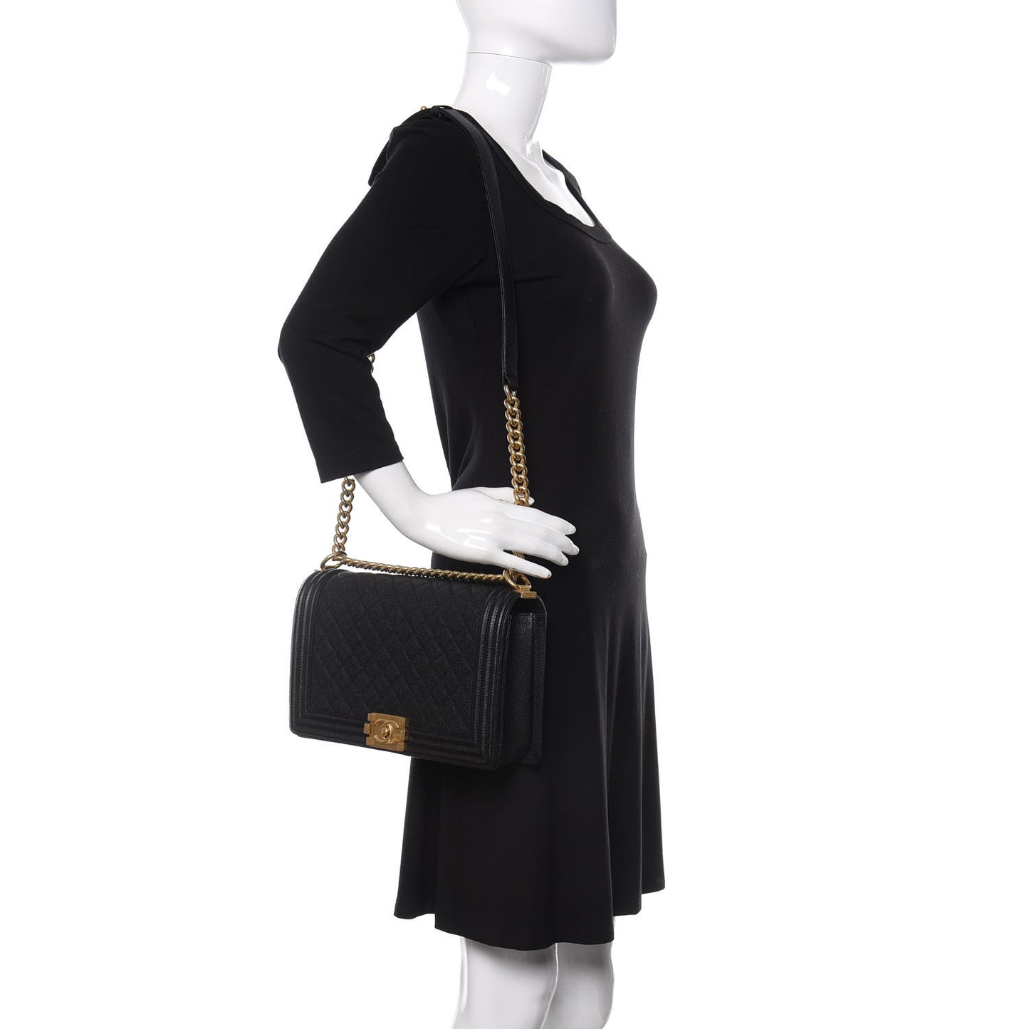 Caviar Quilted New Medium Boy Flap Black