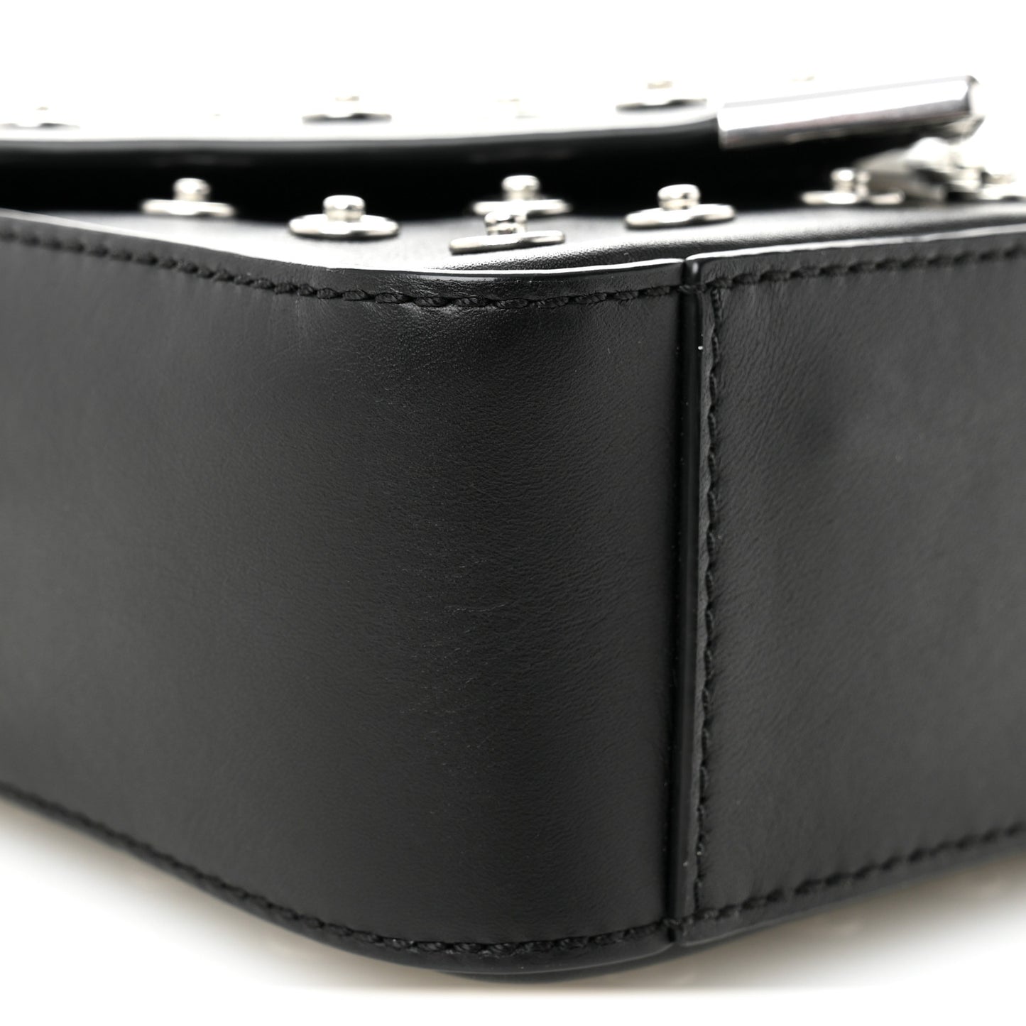 Calfskin Studded Mini Prisma Envelope Shoulder Black