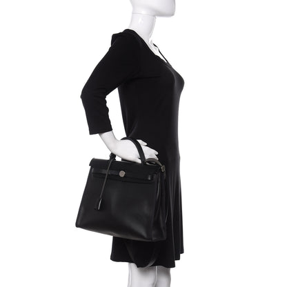 Hermes Toile H Berline Vache Hunter Herbag Zip PM 31 Black Ecru 3 of 15