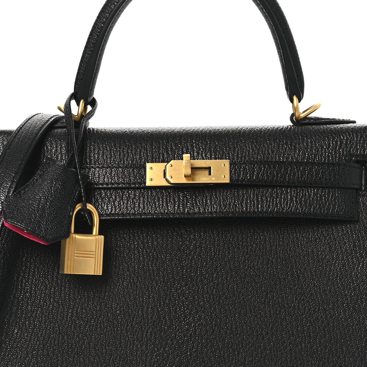 Hermes Chevre Mysore Horseshoe Kelly Sellier 25 Black Rose Pourpre 8 of 11