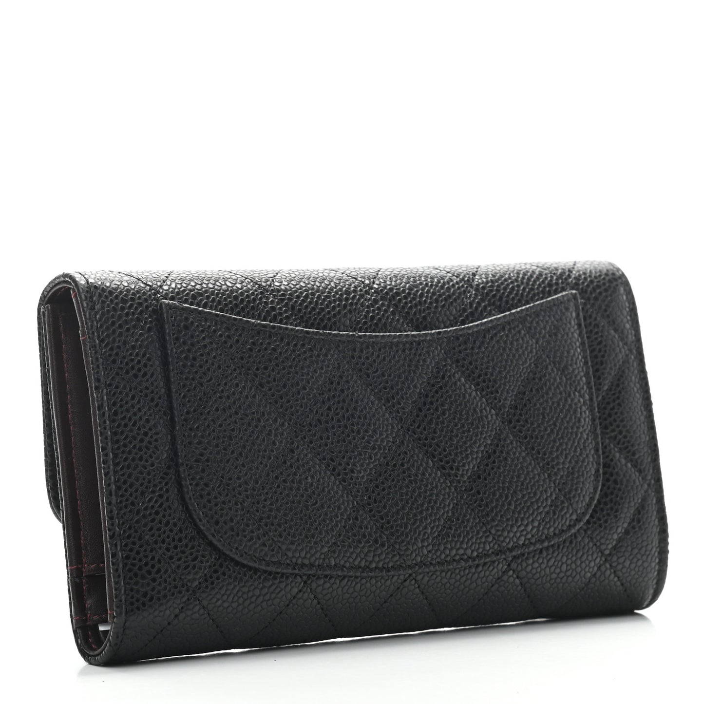 Caviar Quilted Large Flap Wallet Black