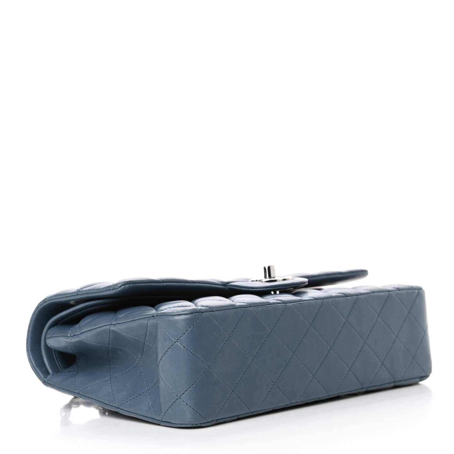 Lambskin Quilted Medium Double Flap Blue