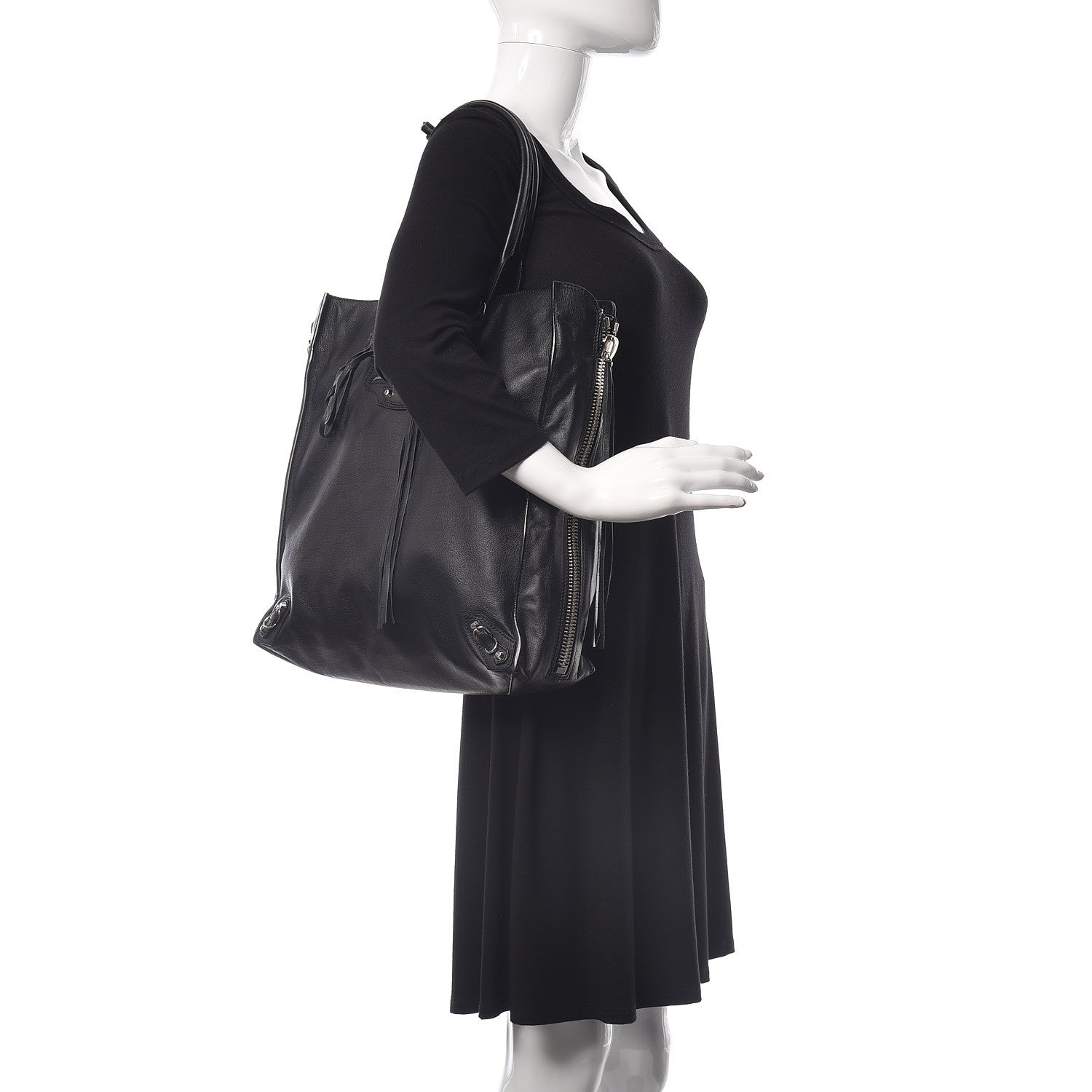 Balenciaga Calfskin Papier Ledger Zip Around Tote Black 2 of 9