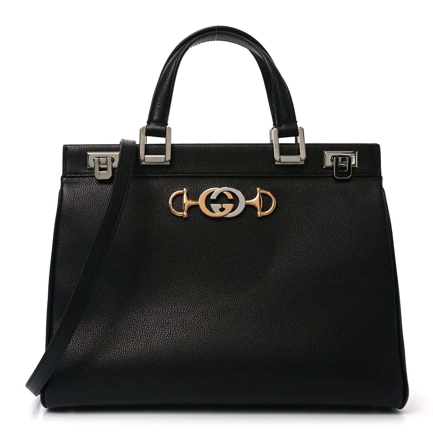 Gucci Grainy Calfskin Medium Zumi Top Handle Bag Black 1 of 19