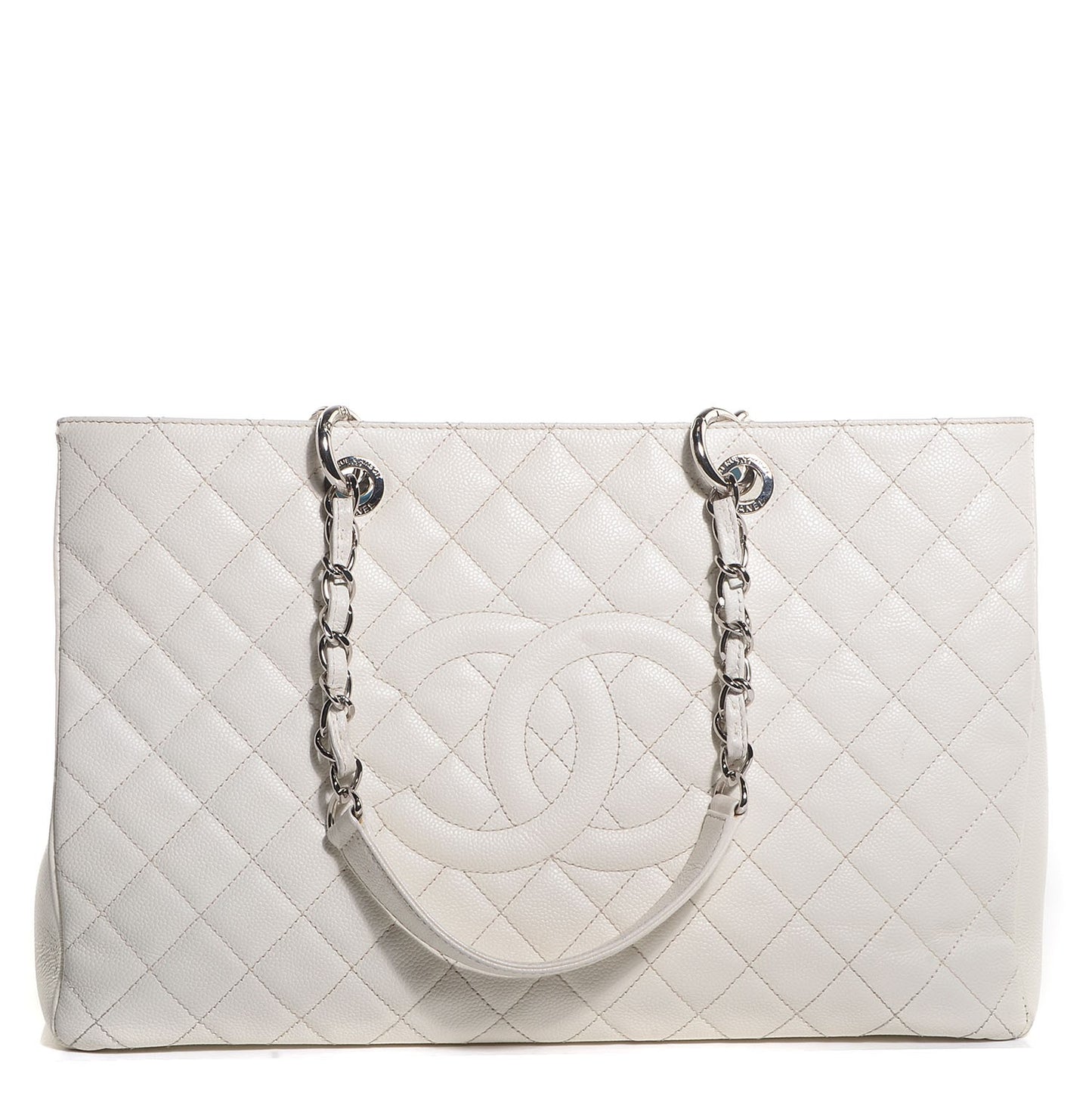 Caviar Quilted XL Grand Shopping Tote GST White