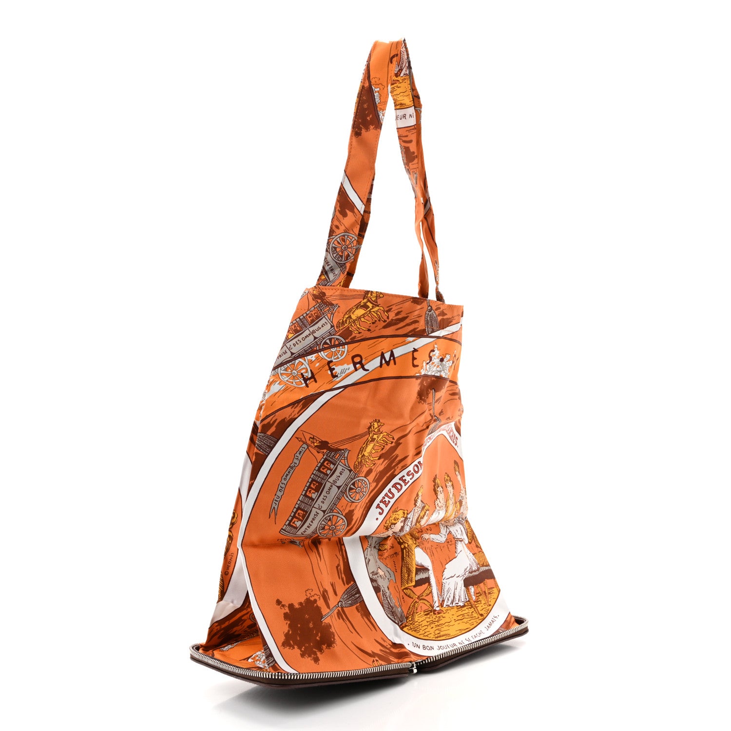Hermes Buffle Silky Jeu Des Omnibus Et Dames Blanches Pop Shopper Tote Orange Multicolor 3 of 13