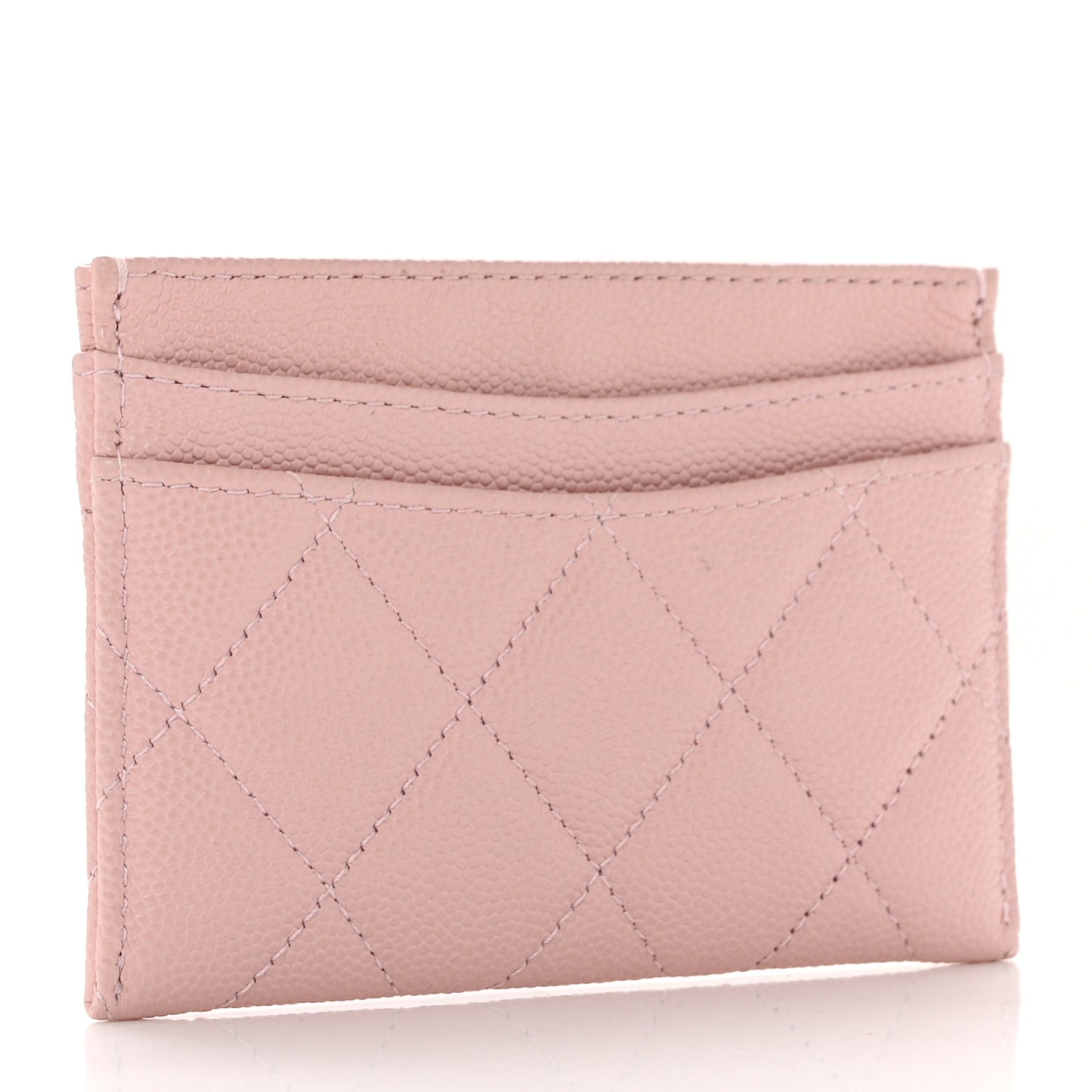 Caviar Quilted Card Holder Light Pink
