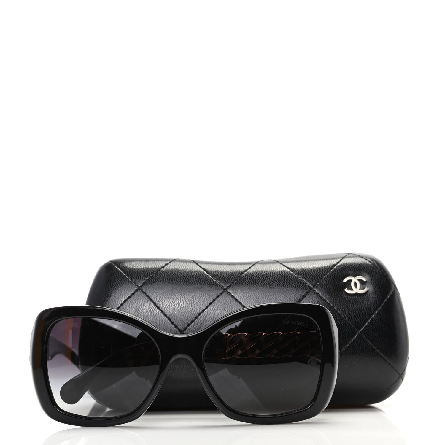 Chanel Acetate Metal Chain Square Sunglasses 5305 Black 8 of 8