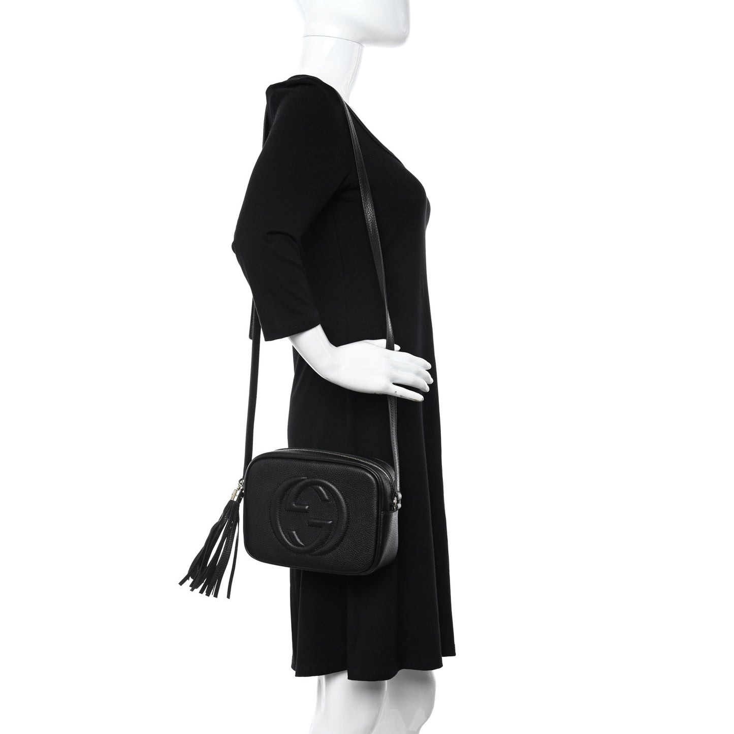 Pebbled Calfskin Small Soho Disco Bag Black