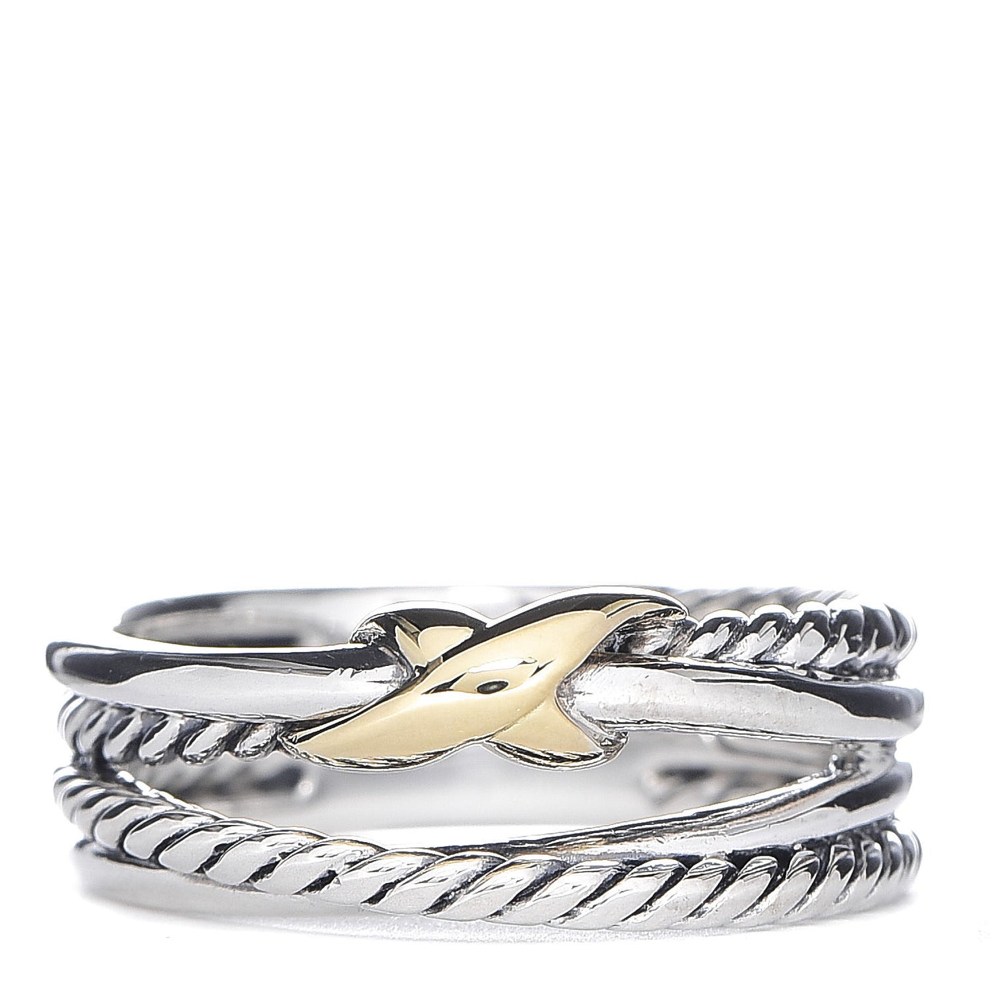 Sterling Silver 18K Yellow Gold 6mm X Crossover Ring 50 5.5