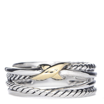 David Yurman Sterling Silver 18K Yellow Gold 6mm X Crossover Ring 50 5.5 1 of 5