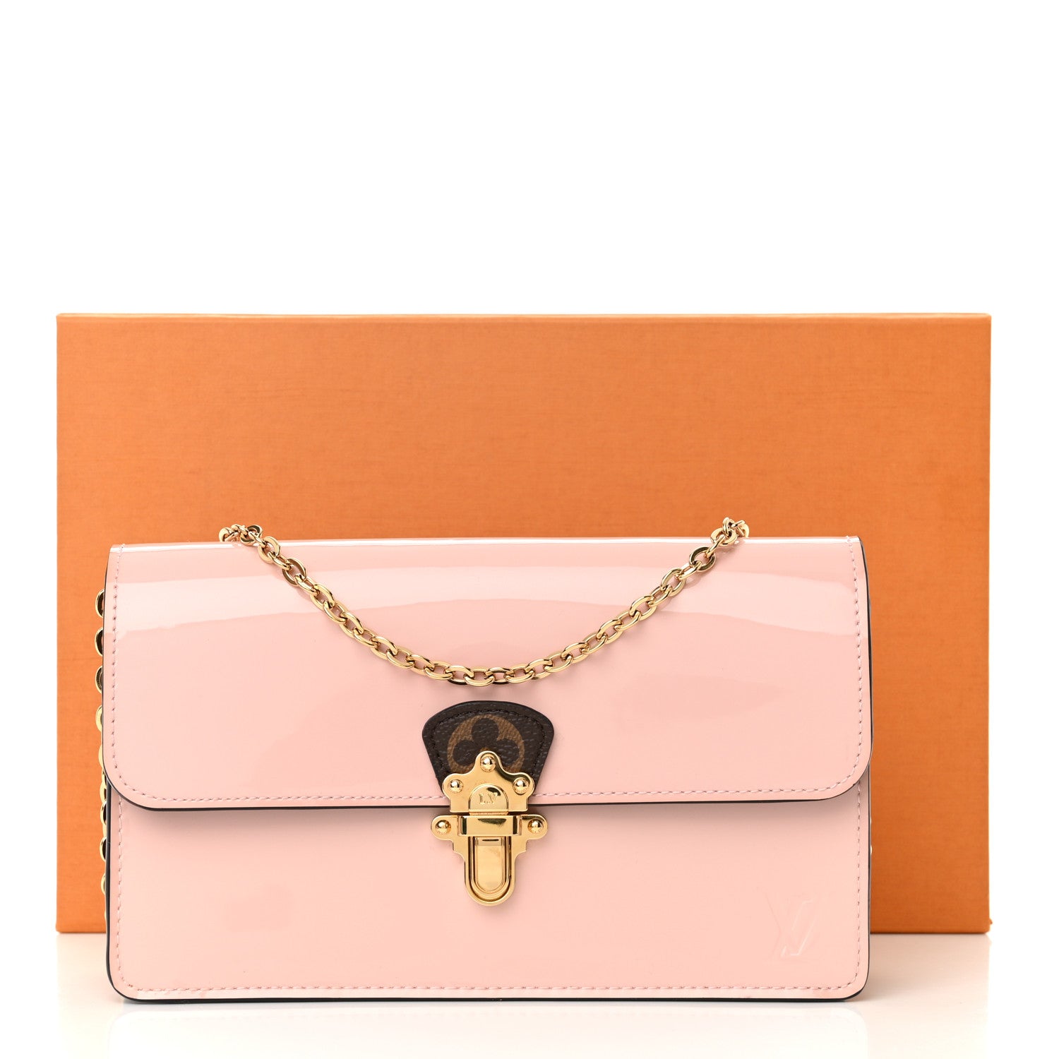 Louis Vuitton Patent Calfskin Monogram Cherrywood Chain Wallet Rose Ballerine 12 of 12