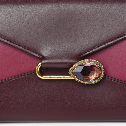 Alexander McQueen Calfskin Crystal Pin Envelope Wallet On Chain Red 9 of 9