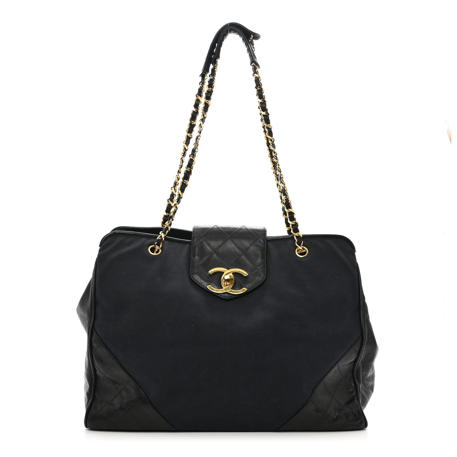 Chanel Canvas Calfskin XL Weekender Bag Black 1 of 11