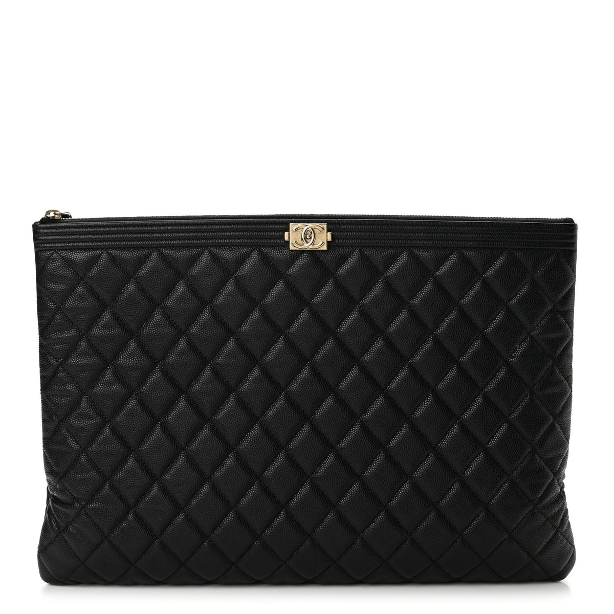 Caviar Quilted Large Boy Cosmetic Case Black