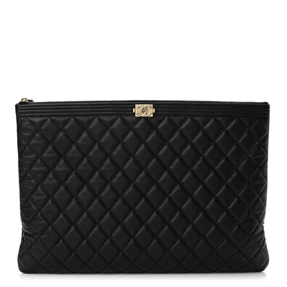Chanel Caviar Quilted Large Boy Cosmetic Case Black 1 of 9