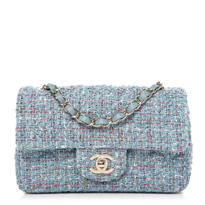 Chanel Tweed Quilted Mini Rectangular Flap Blue Multicolor 1 of 11