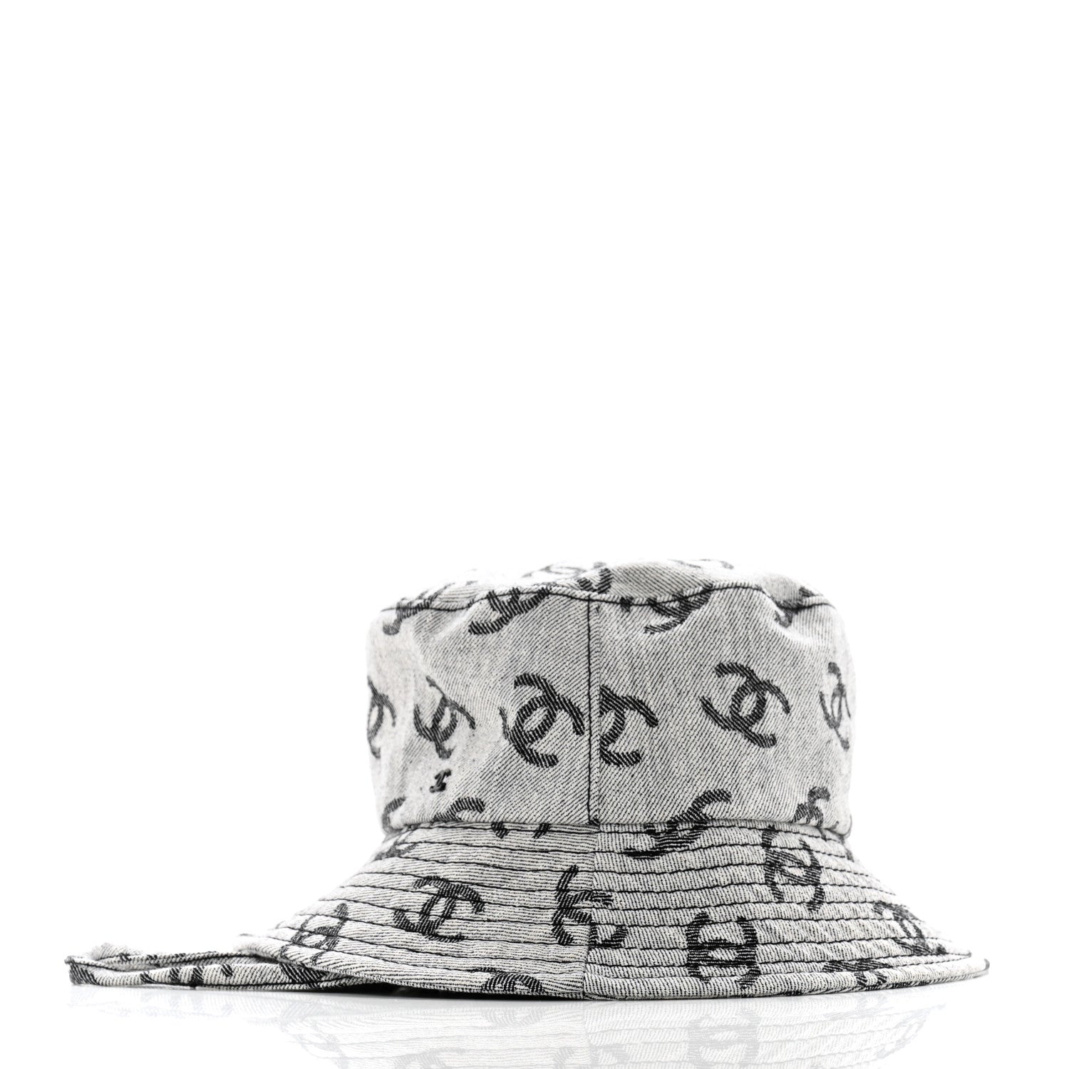 Chanel Denim CC Bucket Hat M White Black 4 of 9