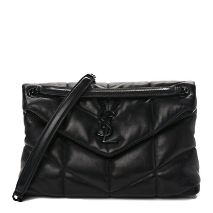Saint Laurent Lambskin Quilted Monogram Monochrome Small Loulou Puffer Chain Satchel Black 1 of 10