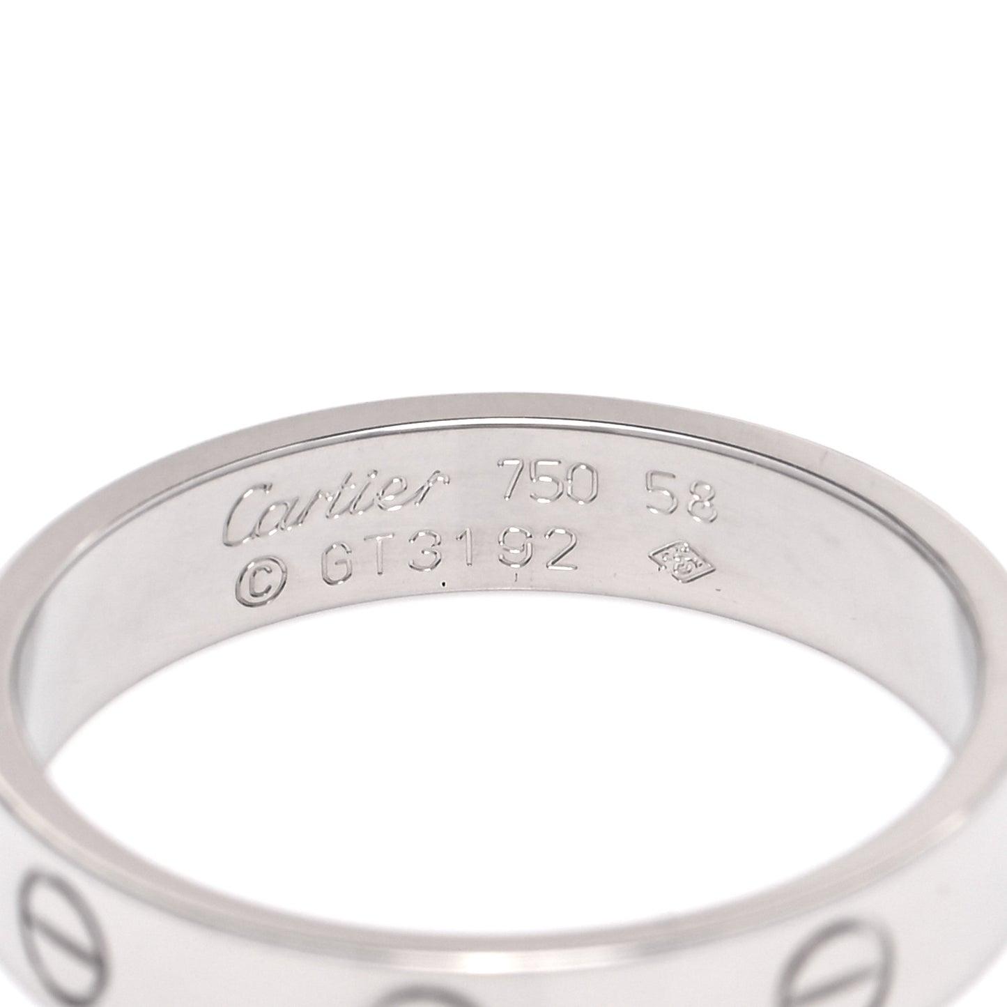 18K White Gold 3.5mm LOVE Wedding Band Ring 58 8.5