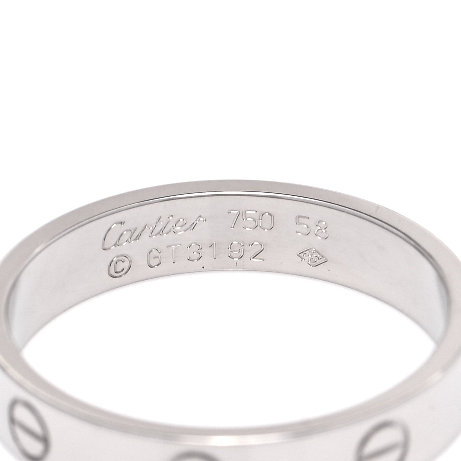 Cartier 18K White Gold 3.5mm LOVE Wedding Band Ring 58 8.5 4 of 4