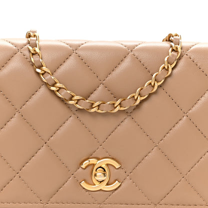 Chanel Lambskin Quilted CC Pearl Crush Wallet on Chain WOC Beige 8 of 11
