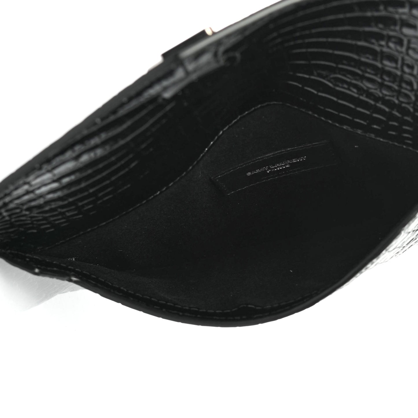 Calfskin Crocodile Embossed Monogram Uptown Baby Pouch Black