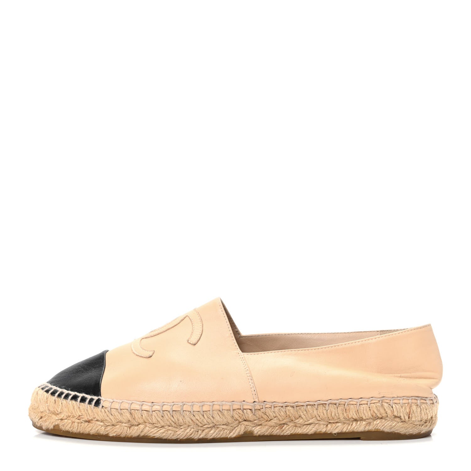 Chanel Lambskin CC Espadrilles 40 Beige Black 1 of 7