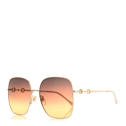 Gucci Metal Horsebit Square Sunglasses Gold 1 of 7